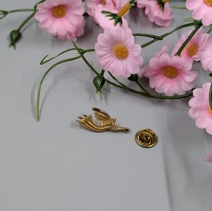 Vintage Gold Plated Angel And Trumpet Pin